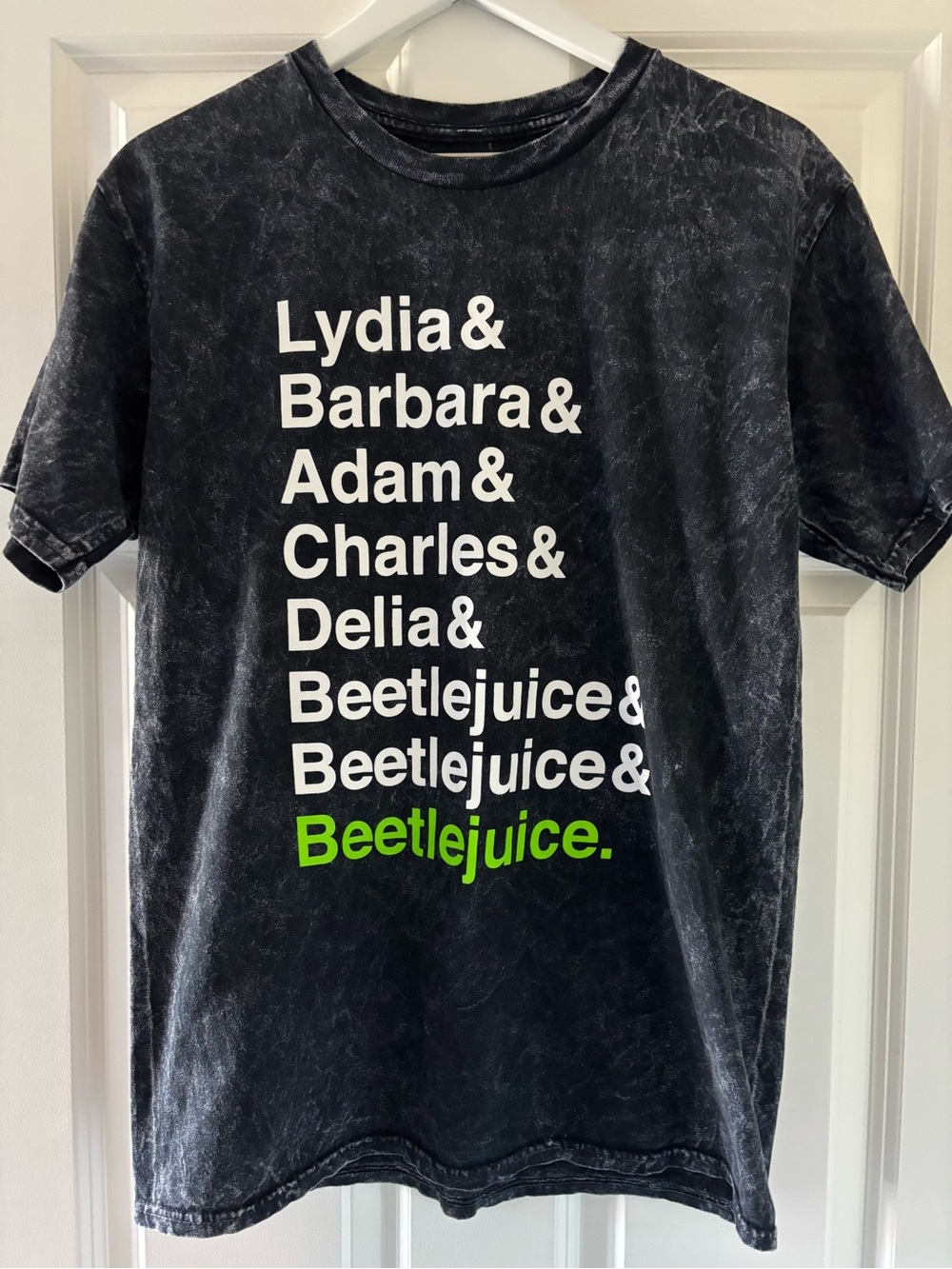 Official Beetlejuice Names Tee - Acid wash, size medium
